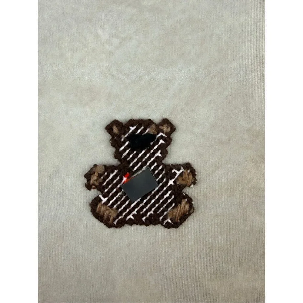 Vintage Bear Magnet Cottagecore Needlework Cross Stitch Handmade 1980s